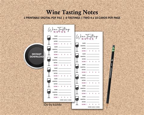 Wine Tasting Cards Printable